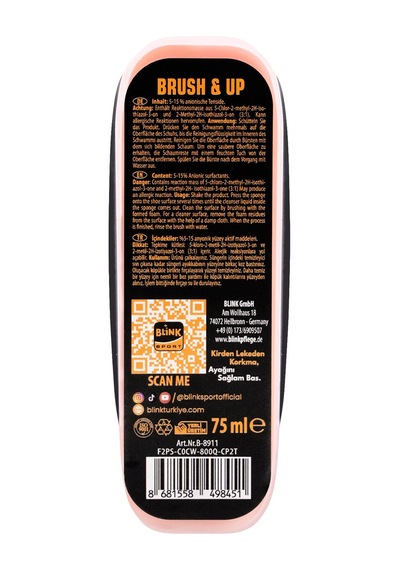 Blink Sport Brush Up 75 Ml Fırçalı Spor Ayakkabı Temizleyici Siyah