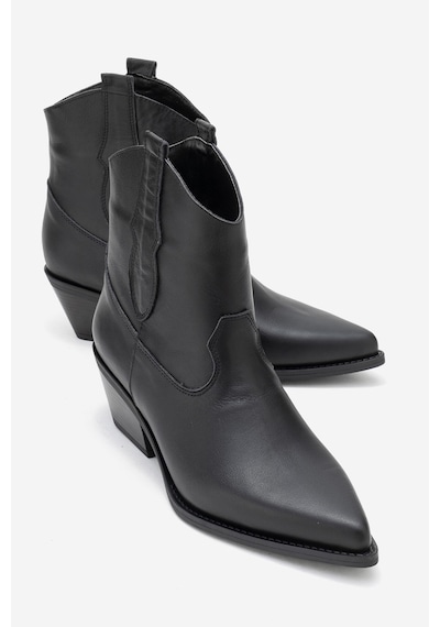 Luvishoes Luvi Shoes Elıa Siyah Cilt Hakiki Deri Kadın Western Bot Siyah