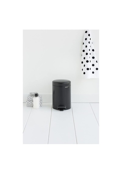 Brabantia Tret Çöp Kovası, İç Kovalı, Plastik, Çelik, Plastik, Mat Siyah, 3 Liter