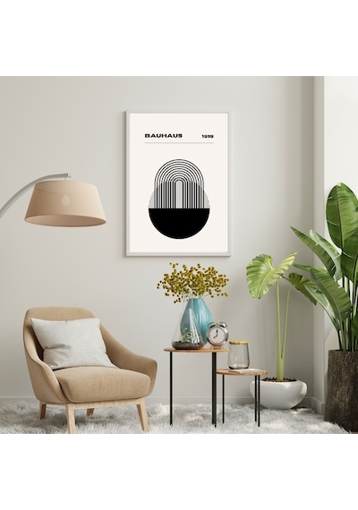 Bauhaus Minimalist Duvar Tablosu Çerçeveli 2'li Set Beyaz Renk 30 X 42 Boyut/ebat