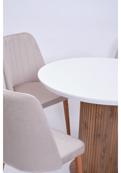 Bohem Milano Yuvarlak Lak Panel Mutfak Masa Takımı 100cm beyaz