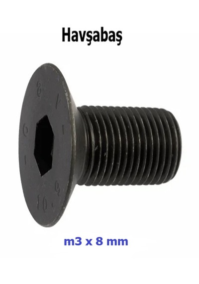 Venoa M3x08 Mm Havşabaş İmbus Civata 10.9 Kalite Siyah Dın 7991 Alyan Vida 30 Adet Paket M3