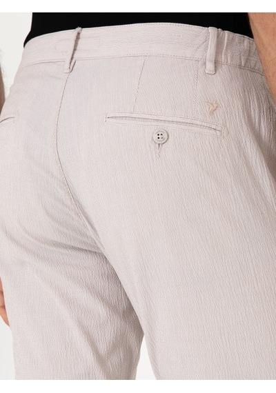 Cacharel Bej Slim Fit Gofreli Beli Bağcıklı Spor Pantolon