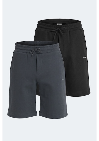Slazenger Velvela 2 Li Set Erkek Şort Siyah - Koyu Gri