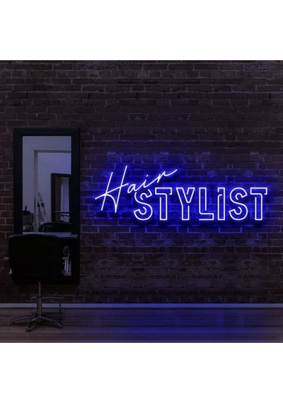 Hair Stylıst Yazılı Neon Tabela Mavi