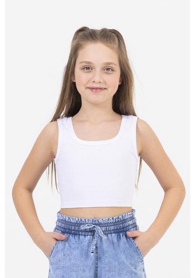 Dmb Kids Kız Çocuk Crop Tişört Dmb-0161 Beyaz
