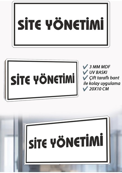 Site Yönetimi Yazılı Beyaz Mdf Kapı Levhası
