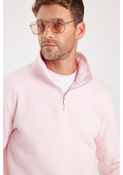 Tudors Unisex Relax Fit Rahat Kesim Pamuklu İçi Polarlı Yarım Fermuarlı Pembe Dik Yaka Sweatshirt-35170 Pembe Tudors Unisex Relax Fit Rahat Kesim Pamuklu İçi Polarlı Yarım Fermuarlı Pembe Dik Yaka Sweatshirt-35170 Pembe