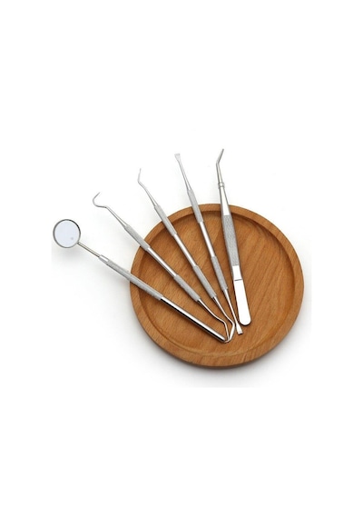 Valkyrie 5 Parça Paslanmaz Çelik Diş Temizleme Ağız Bakımı 5 Li Set Ayna Orak Skaler Spatula Cımbız Seti