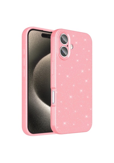 Apple Uyumlu iPad iPhone 16 Kılıf Kamera Korumalı Simli Lüks Zore Koton Kapak Açık Pembe