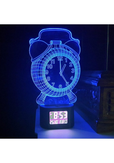 Upway 3d İllüzyonlu Rgb Işık Animasyonlu Çalar Masa Saati Gece Lambası
