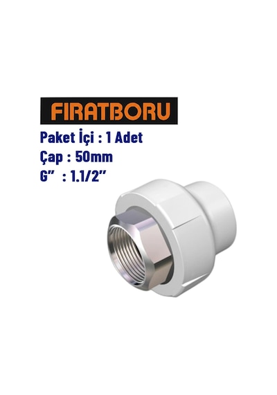 Fırat İç Dişli Rakor Altı Köşe 50mm, 1.1/2'', 1 Adet, 7b61050381