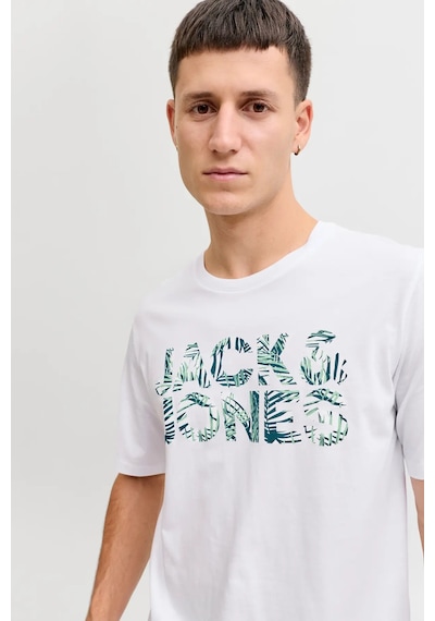Jack & Jones Erkek Jjejeff Bisiklet Yaka %100 Pamuk T-shirt 12288536 Beyaz Beyaz