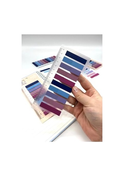 10 Renkli Cetvelli Pastel Mavi Ve Mor Tonları İndeks Sticker/index/post-it/postit/kitap Ayracı/not Kağıdı