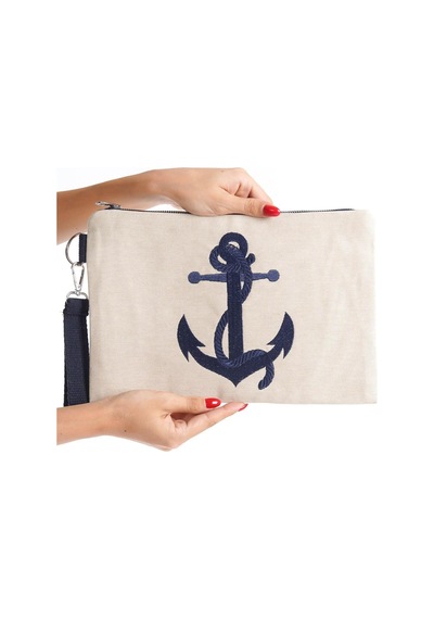 Mubiano Summer Kadın Bej Duck Keten Kumaş Çapa Clutch & Portföy Çanta - Msly0109-bj Bej