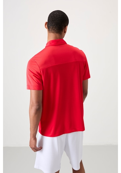 Tommy Life Kırmızı Nefes Alan Dokulu İnce Esnek Standart Fit Polo Yaka Erkek Performans T-shirt - 88402 Kırmızı