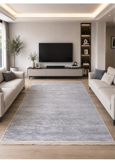 STY Home Gri Dijital Baskı Halı Kaymaz Tabanlı Yıkanabilir Halı Yolluk Salon Halısı644