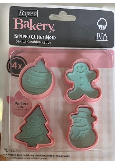 Bayev Yılbaşı Kurabiye Kalıbı 3133 Çam Ağacı - Gingerbreadman- Kardan Adam