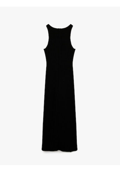 Koton Kolsuz Bisiklet Yaka Taş Detaylı Slim Fit Elbise Siyah 6wak80029fk Siyah