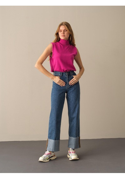 Xint Fuşya Slim Fit Balıkçı Yaka Pamuk Kazak 850830