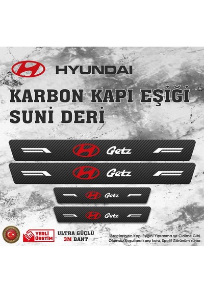 Hyundai Getz Uyumlu Deri Karbon Kapı Eşiği Koruyucu Bant 4 Adet
