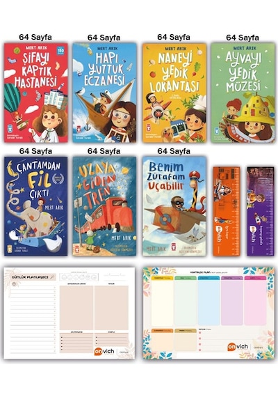 Timaş Çocuk Hapı Yuttuk Eczanesi - Benim Zürafam Uçabilir - Çantamdan Fil Çıktı - Mert Arık 7 Kitap Set Hediyeli