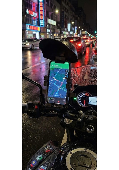 Şapka Korumalı Motosiklet Telefon Tutucu Gidon Ve Dikiz Aynası Uyumlu Siyah