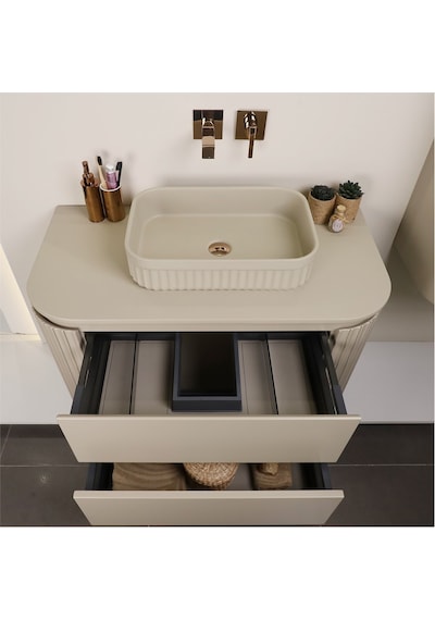 Kobos Gloria 100 Cm Banyo Dolabı Seti Beige Bej Kobos Gloria 100 Cm Banyo Dolabı Seti Beige Bej