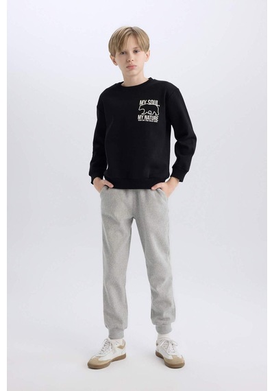 DeFacto Erkek Çocuk Bisiklet Yaka Sırt Baskılı İçi Yumuşak Tüylü Sweatshirt D6227A824CWBK81 DeFacto Erkek Çocuk Bisiklet Yaka Sırt Baskılı İçi Yumuşak Tüylü Sweatshirt D6227A824CWBK81