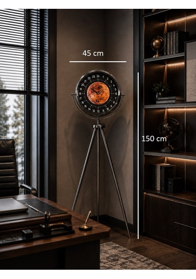 Büro Ev Ofis Dekoru İçin 150x45cm Krom Metal 24saat Stil Tripod Ayaklı Saat Diğer