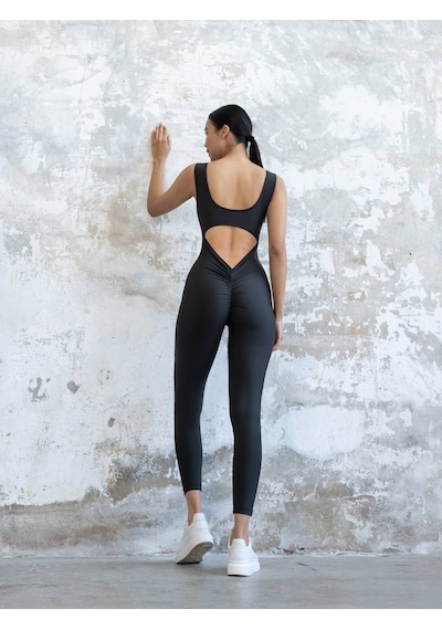 Arkası Büzgülü Scrunch Butt Spor Tayt Tulum