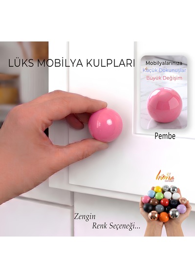 Sert Plastik Düğme Yuvarlak Top Pembe Dolap Mobilya Mutfak Dolabı Çekmece Kulbu Kulpu Kulplar