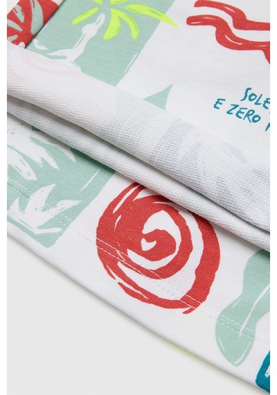 United Colors Of Benetton Erkek Çocuk Beli Lastikli Relaxed Fit Bermuda Şort Beyaz Mix 6-9 Yaş-2807