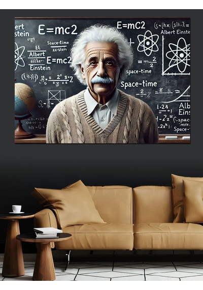Grafiti Einstein Portresi Dekoratif Kanvas - Mdf Ahşap Tablo