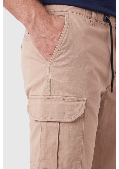 Rizzup Erkek Slim Fit Likralı Vizon Kargo Jogger Pantolon İpli Bel Lastikli Paça 1601569