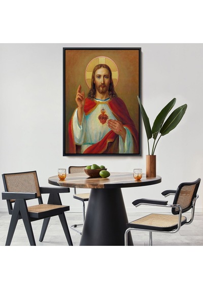 Çerçeveli İsa'nın En Kutsal Kalbi Tablosu - The Most Sacred Heart Of Jesus-6478