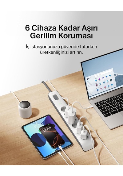 Belkin Surge Plus Priz Dalgalanma Koruyucu 2.4a, 2m Kablo , Beya