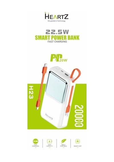 H23 20000 Mah Power Bank Pd 20w Ve Usb 22.5w Fast Hızlı Şarj Dahili Type C Ve Lightning Kablolu Dünya Standartları