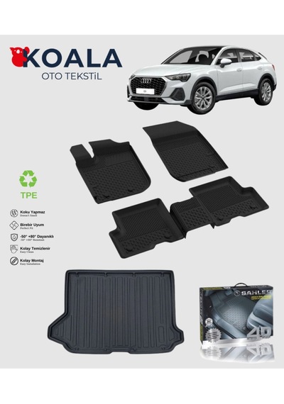 Audi Q3 Sportback 2021 Ve Sonrası Uyumlu Sahler Paspas + Bagaj Havuz Seti