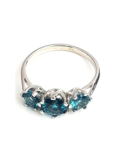 Sky Diamond Blue Creative Sapphire 925 Ayar Gümüş Lüks Tria Yüzük (519209497)