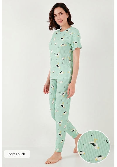 Lela Regular Fit Kısa Kollu Bayan Pijama Takımı 65740104 Mint