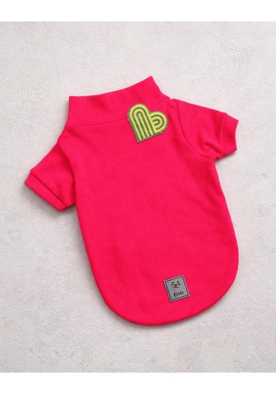 Yellow Heart Neon Pink Esnek Basic Kaşkorse Köpek Sweatshirtü-17134