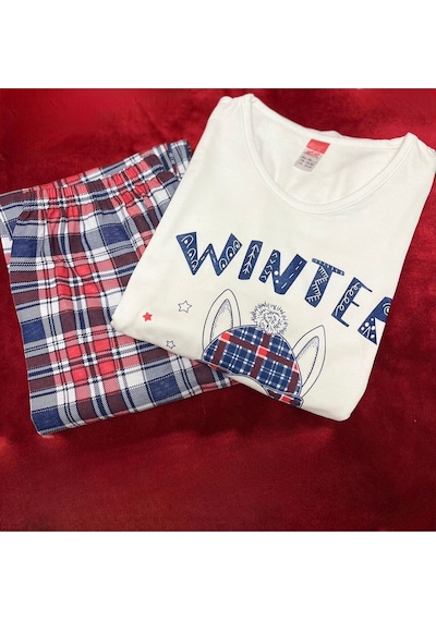 Novavita Yenihayat Beyaz Baskılı Pijama Takımı