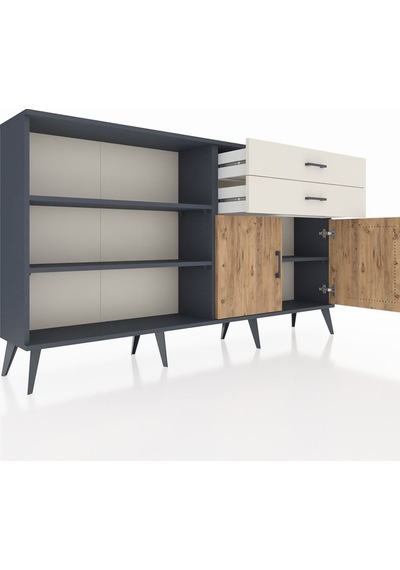 Arges Konsol 3 Raflı 2 Çekmeceli 2 Kapaklı 176x30x99 Antrasit-çam Antrasit-çam/aytaşı Arges Konsol 3 Raflı 2 Çekmeceli 2 Kapaklı 176x30x99 Antrasit-çam Antrasit-çam/aytaşı
