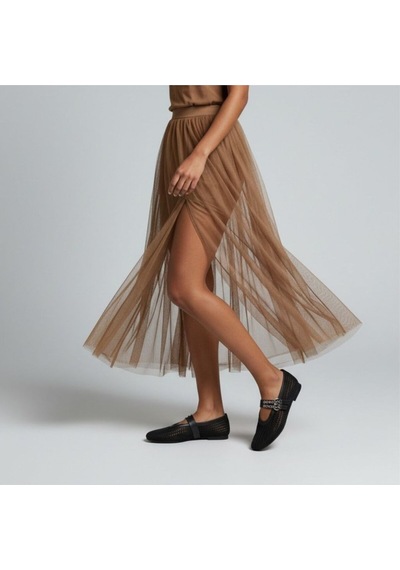 Ne&ve Shoes Siyah Transparan File İki Tokalı Kapsül Detaylı Kadın Yuvarlak Burun Babet
