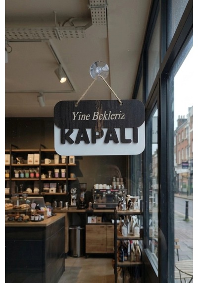 3 Katlı Modern Açık/kapalı Tabelası - Rebap Ahşap
