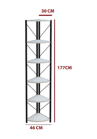 Form 6 Raflı Metal Köşe Rafı Saksılık Çiçeklik Çok Amaçlı Dekoratif Duvar Rafı 180 Cm Beyaz Beyaz