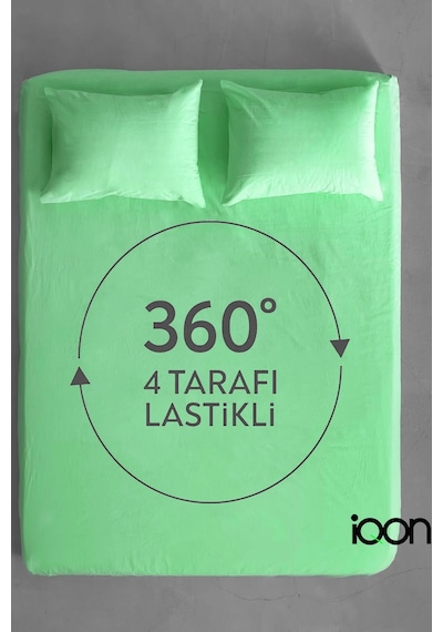 İqon Ranforce Dokuma Lastikli Çarşaf Takımı Çift Kişilik - 21 Renk Yeşil