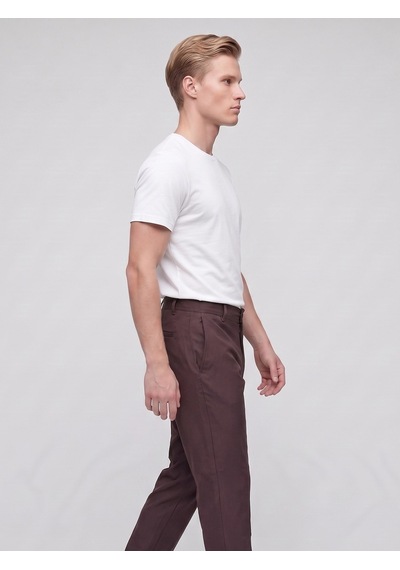 Plus Scorpion Erkek Yazlık Bağcıklı Kumaş Pantolon Slim Fit Rahat Kesim Günlük Pantolon Kahverengi