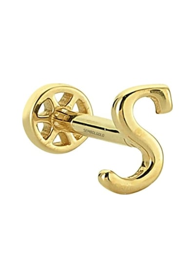 Altın Piercing -S- Harf 14 Ayar Tragus Altın